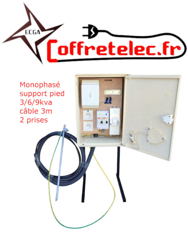 Coffret mono sol 3/6/9kva avec 2 prises + 3m de câble