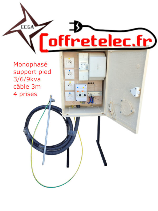 Coffret mono sol 3/6/9kva avec 4 prises + 3m de câble